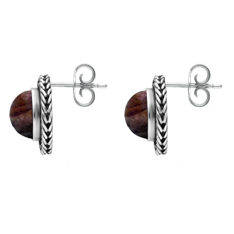 Sterling Silver Blue John Foxtail Round Stud Earrings D