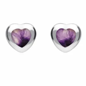 Sterling Silver Blue John Framed Heart Stud Earrings