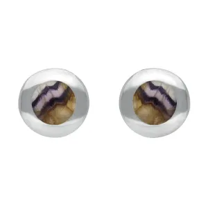 Sterling Silver Blue John Framed Round Stud Earrings