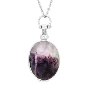 Sterling Silver Blue John Glass Oval Locket Necklace