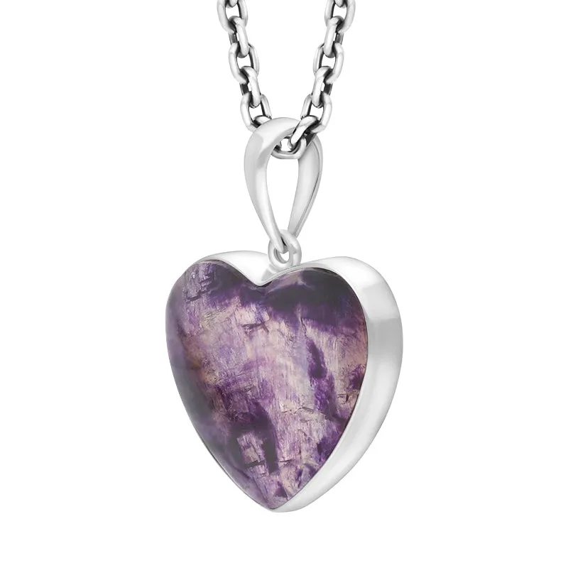 Sterling Silver Blue John Heart Necklace D
