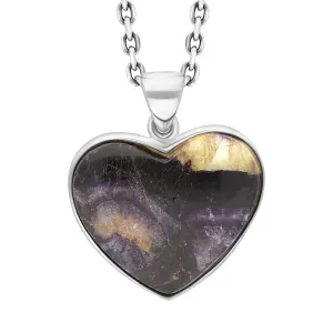 Sterling Silver Blue John Heart Pendant Necklace D