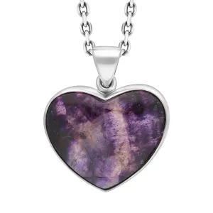 Sterling Silver Blue John Heart Pendant Necklace D