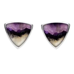 Sterling Silver Blue John Large Curved Triangle Stud Earrings