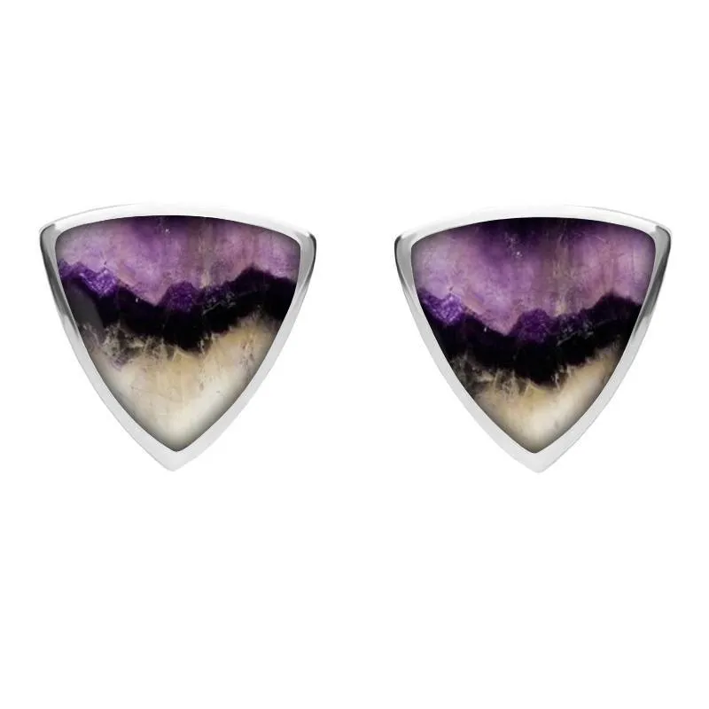 Sterling Silver Blue John Large Curved Triangle Stud Earrings