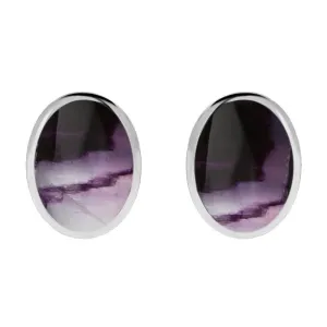 Sterling Silver Blue John Large Oval Stud Earrings