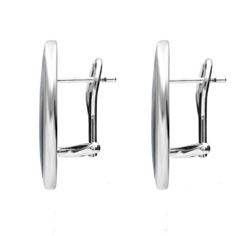 Sterling Silver Blue John Large Oval Stud Earrings