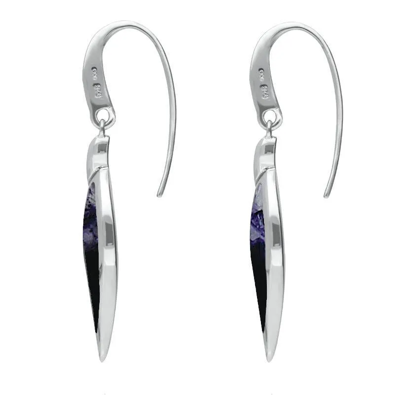 Sterling Silver Blue John  Leaf Hook Drop Earrings