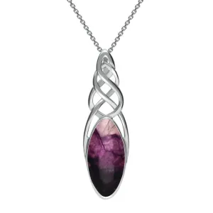 Sterling Silver Blue John Long Marquise Celtic Necklace