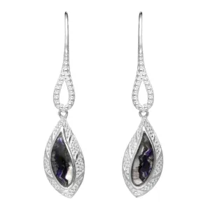 Sterling Silver Blue John Marquise Beaded Edge Drop Earring