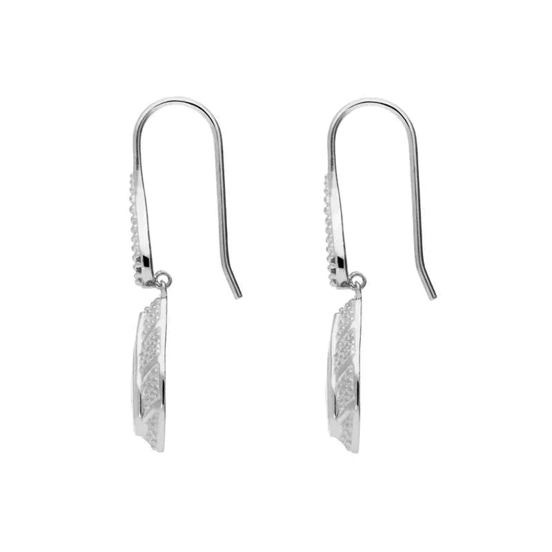 Sterling Silver Blue John Marquise Beaded Edge Drop Earring