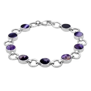 Sterling Silver Blue John Nine Stone Round Ring Bracelet