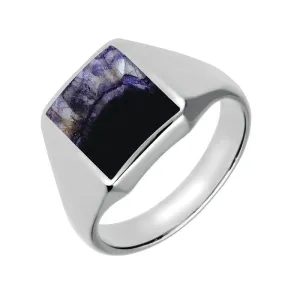 Sterling Silver Blue John Oblong Signet Ring