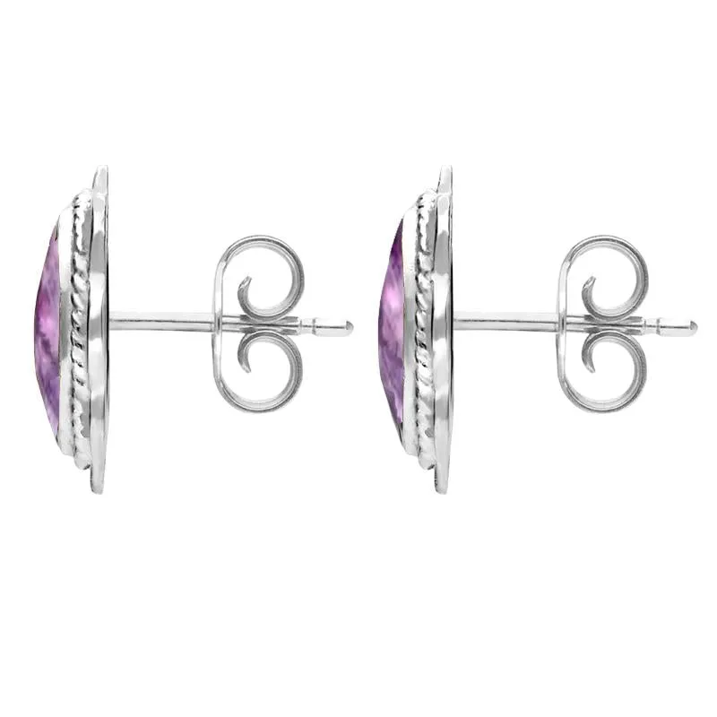 Sterling Silver Blue John Oval Frill Stud Earrings