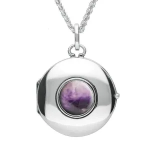 Sterling Silver Blue John Plain Round Locket