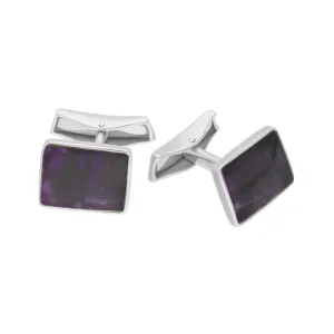 Sterling Silver Blue John Rectangle Cufflinks D