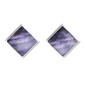 Sterling Silver Blue John Rhombus Earrings