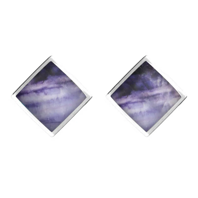 Sterling Silver Blue John Rhombus Earrings