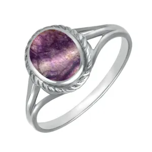 Sterling Silver Blue John Rope Edge Ring