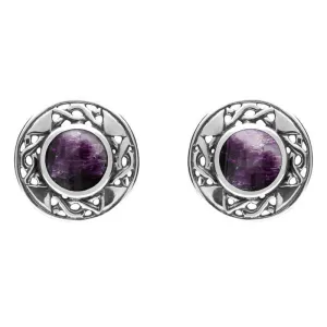 Sterling Silver Blue John Round Celtic Stud Earrings