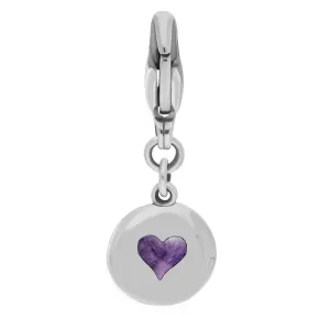 Sterling Silver Blue John Round Shaped Heart Clip Charm