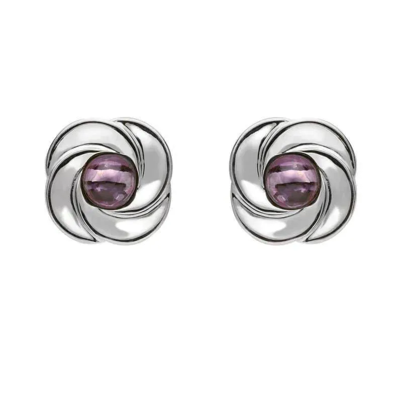 Sterling Silver Blue John Round Swirl Stud Earrings