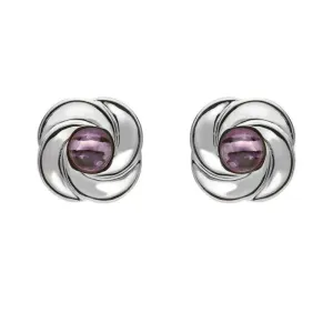 Sterling Silver Blue John Round Swirl Stud Earrings