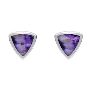Sterling Silver Blue John Small Curved Triangle Stud Earrings