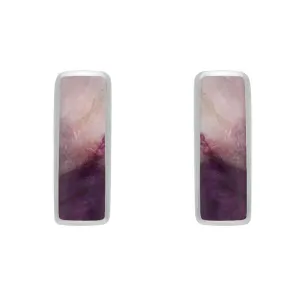 Sterling Silver Blue John Small Oblong Stud Earrings