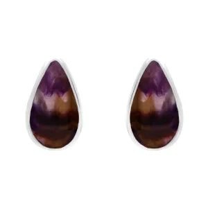 Sterling Silver Blue John Small Teardrop Stud Earrings