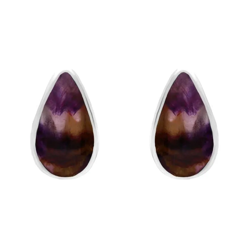 Sterling Silver Blue John Small Teardrop Stud Earrings