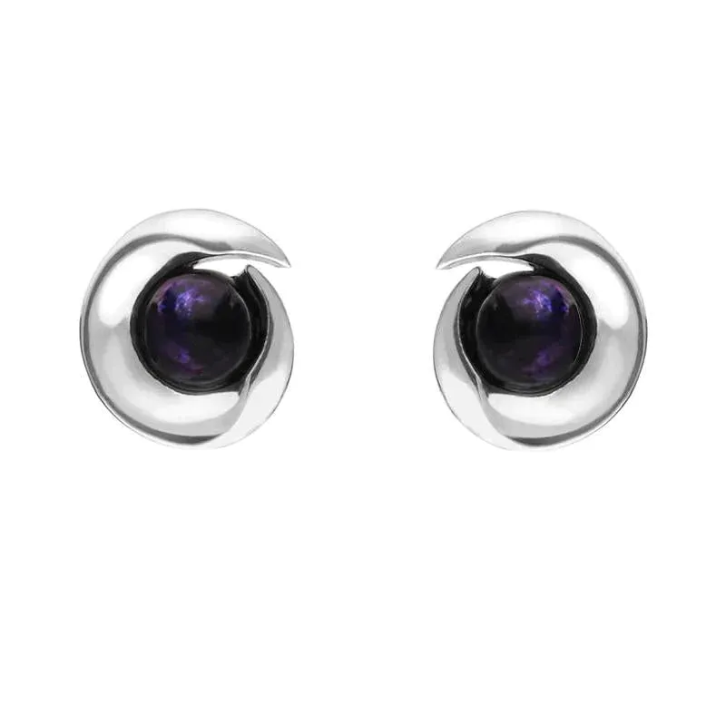 Sterling Silver Blue John Spiral Stud Earrings