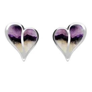 Sterling Silver Blue John Split Heart Stud Earrings