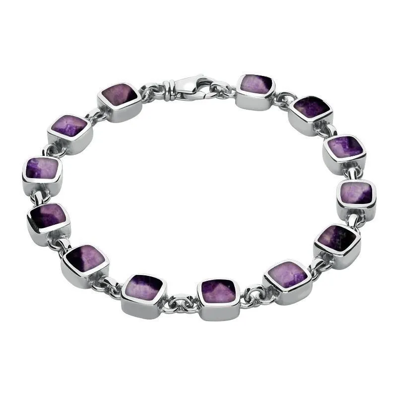Sterling Silver Blue John Square Cushion Bracelet