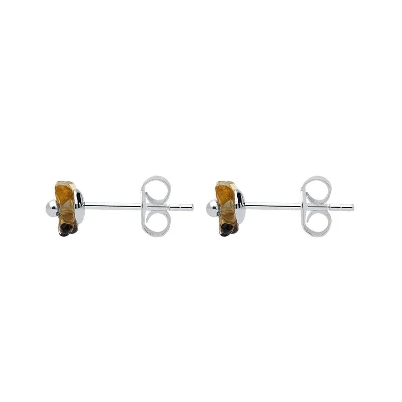 Sterling Silver Blue John Tuberose 6mm Dahlia Stud Earrings
