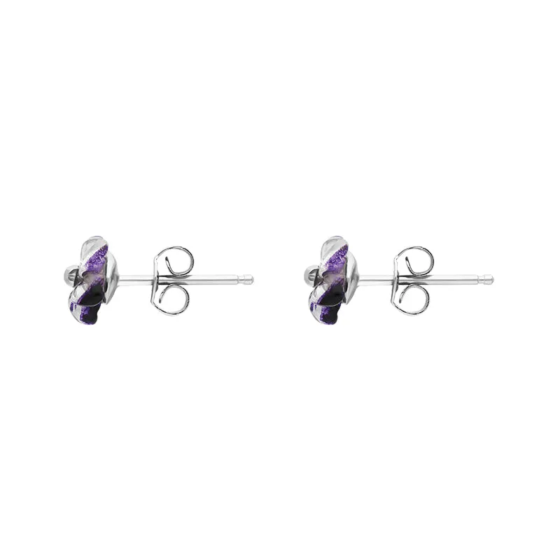 Sterling Silver Blue John Tuberose 8mm Pansy Stud Earrings