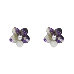 Sterling Silver Blue John Tuberose 8mm Pansy Stud Earrings
