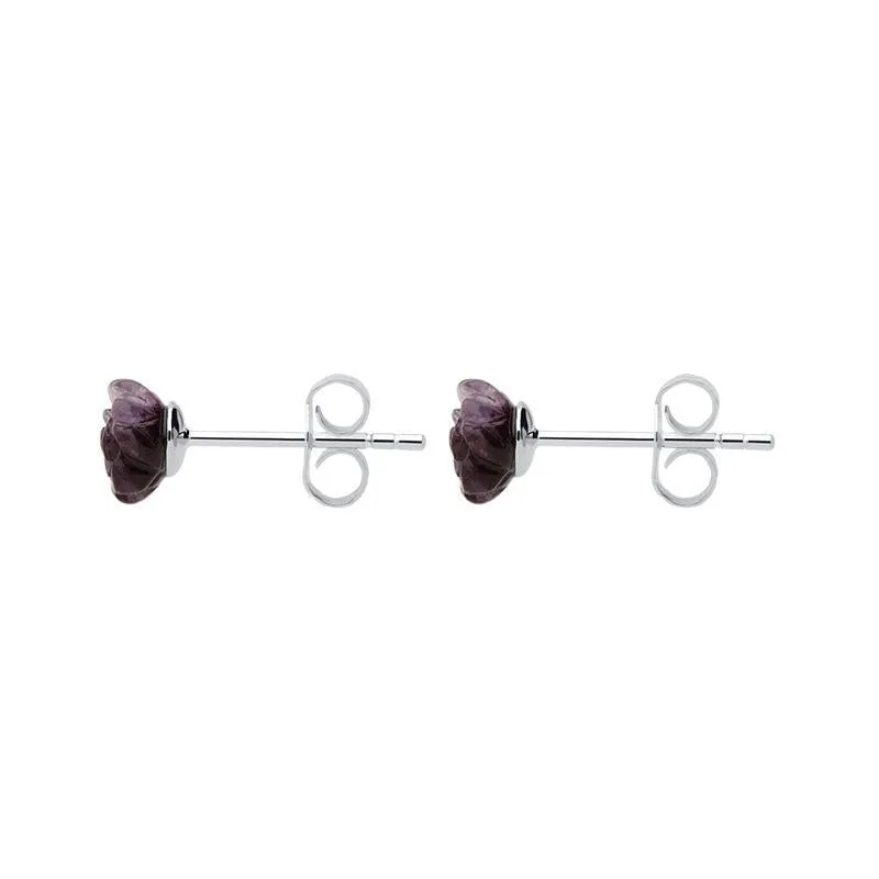 Sterling Silver Blue John Tuberose Rose Stud Earrings