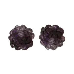 Sterling Silver Blue John Tuberose Rose Stud Earrings