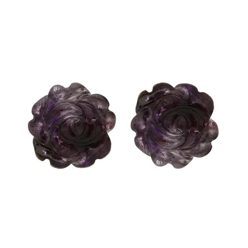 Sterling Silver Blue John Tuberose Rose Stud Earrings