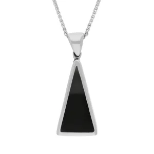 Sterling Silver Blue John Whitby Jet Small Double Sided Triangular Fob Necklace