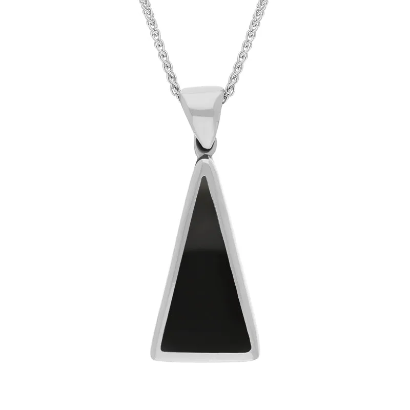 Sterling Silver Blue John Whitby Jet Small Double Sided Triangular Fob Necklace
