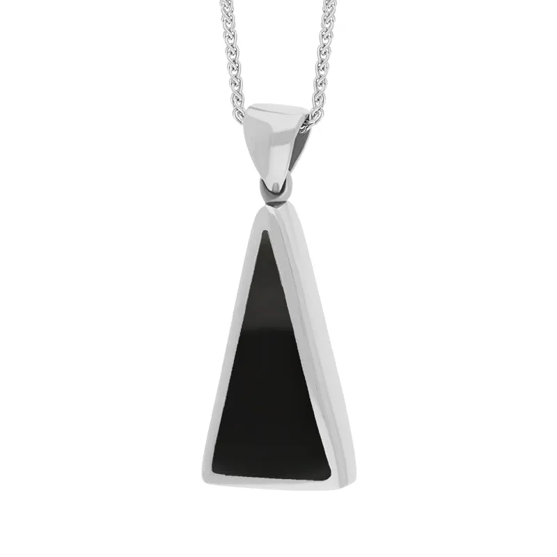 Sterling Silver Blue John Whitby Jet Small Double Sided Triangular Fob Necklace