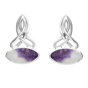 Sterling Silver Blue John Wide Marquise Celtic Stud Earrings