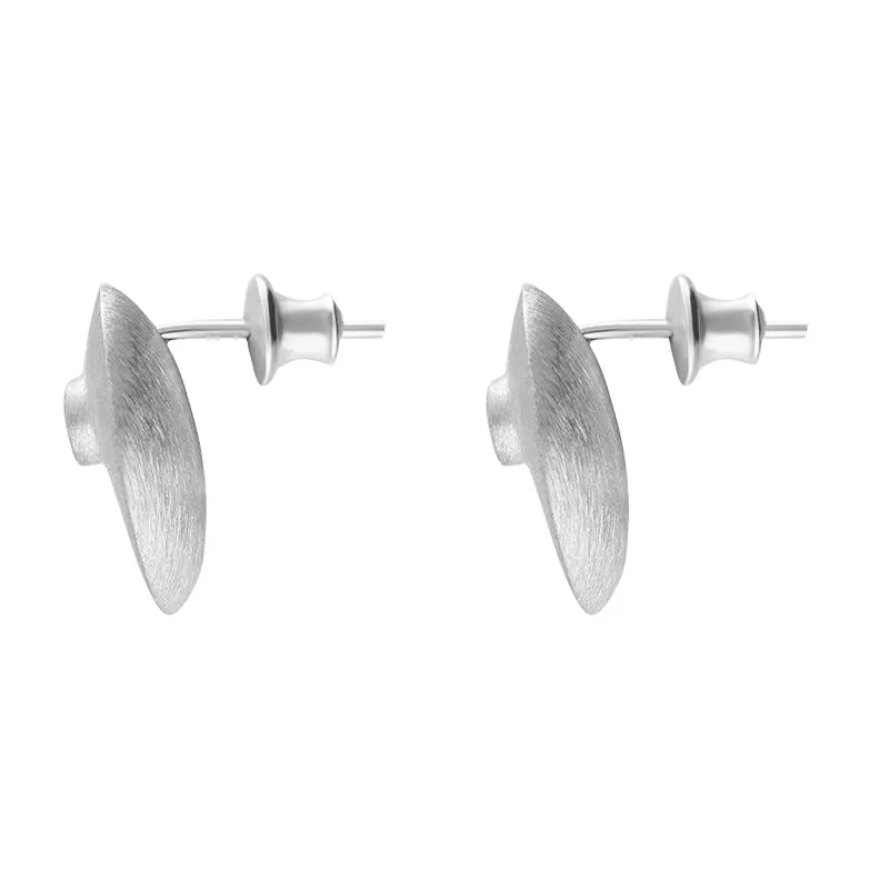 Sterling Silver Brushed Monika Shell Shape Stud Earrings D