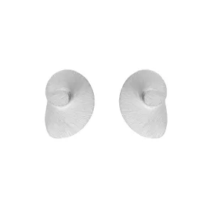 Sterling Silver Brushed Monika Shell Shape Stud Earrings D