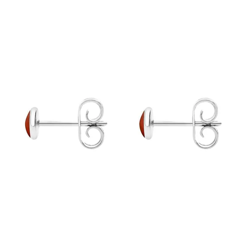 Sterling Silver Carnelian 4mm Classic Small Round Stud Earrings