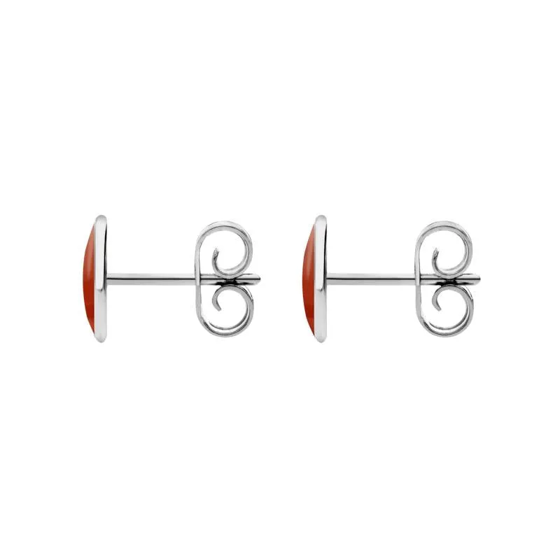 Sterling Silver Carnelian 8 x 6mm Classic Medium Oval Stud Earrings
