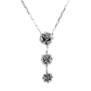 Sterling Silver Cascading Roses Necklace