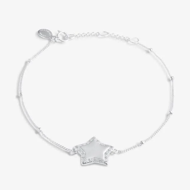 Sterling Silver Congratulations Star Pave 16cm   3cm Bracelet JJS0008